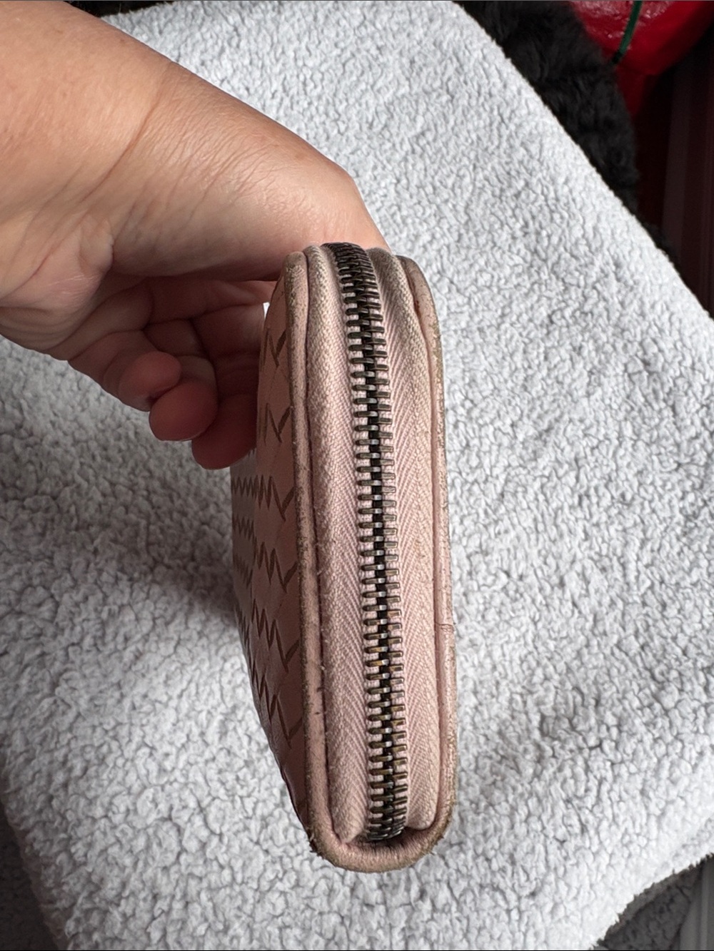 Bottega Veneta NAPPA Lambskin Leather Woven Zip-Around Wallet in Blush Pink - Picture 6 of 15